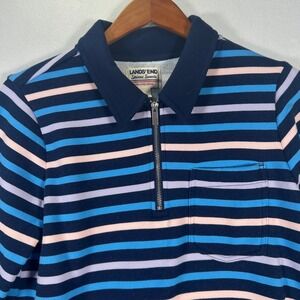 Land's End Serious Sweats Women's Size M Striped 1/4 Quarter Zip Sweatshirt